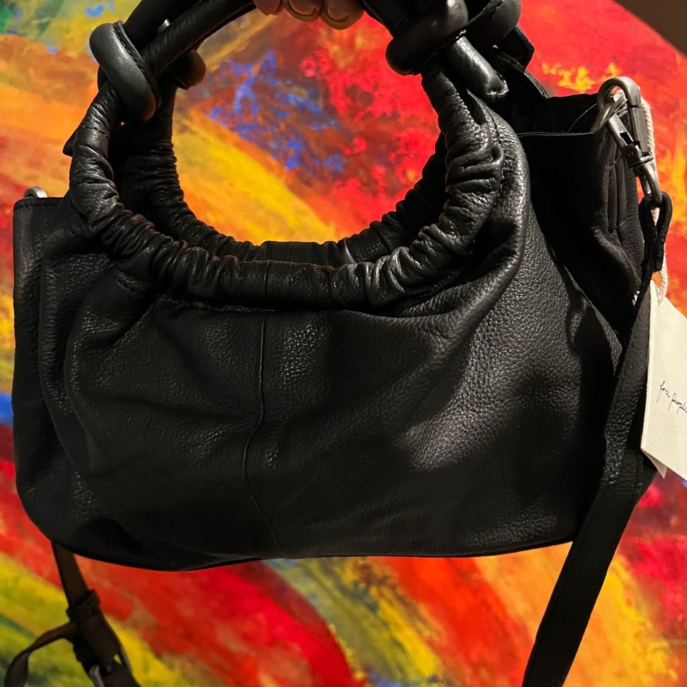 Free People Genuine Leather Black Crossbody Bag NEW Sold Out!